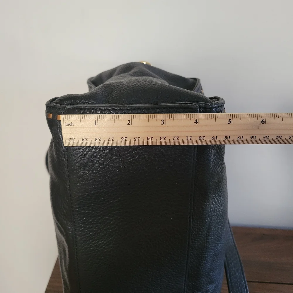 Michael Kors Hamilton Black Leather Satchel Shoulder Bag - Picture 8 of 16